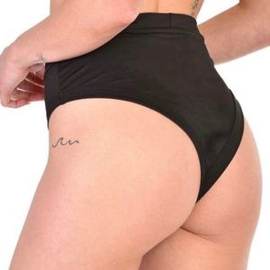 Black high-waisted thong